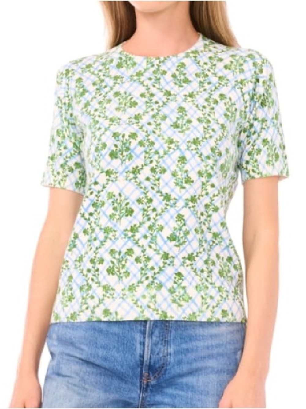 Vince Camuto Floral Short Sleeve Sweater